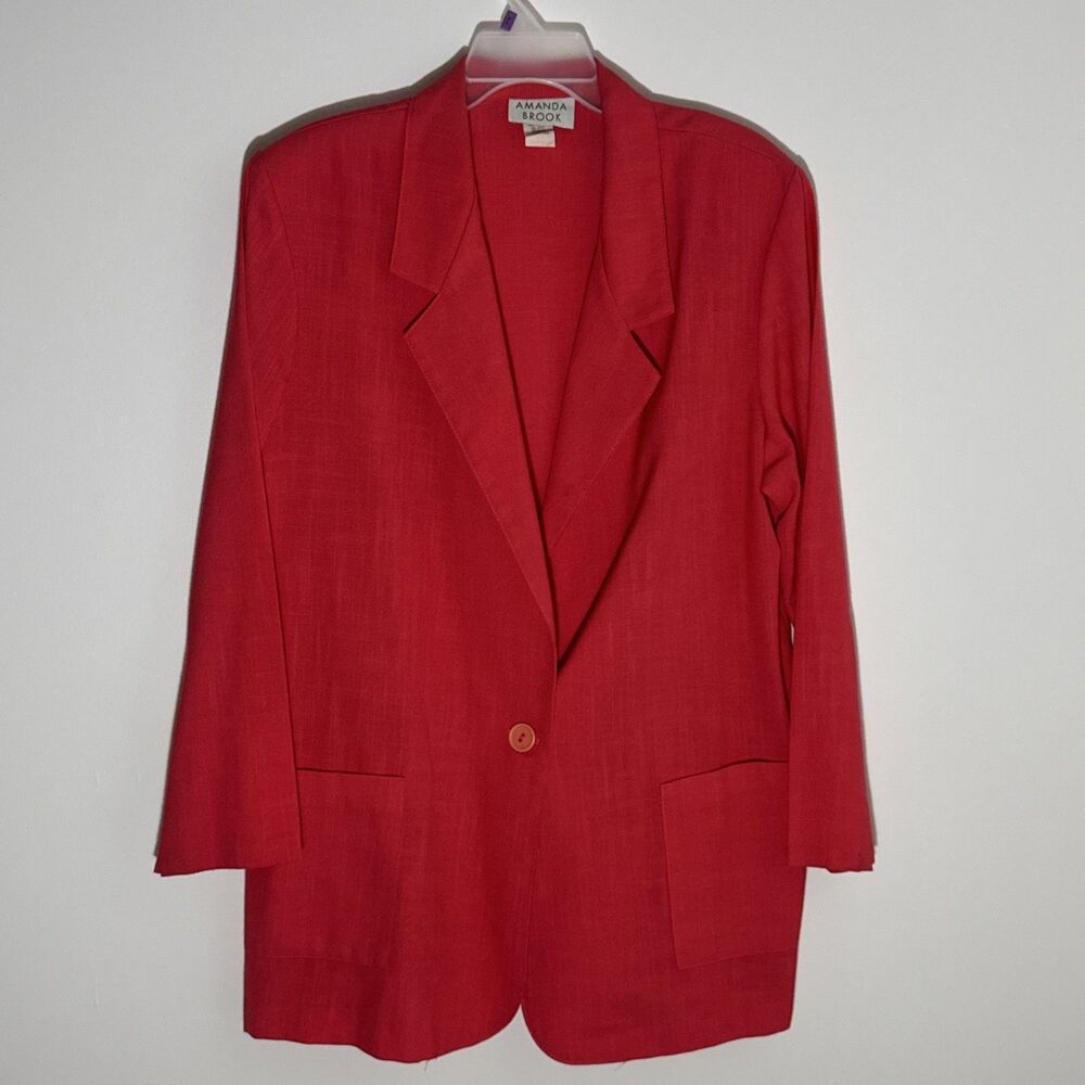 Vintage Amanda Brook Bright Pink/Red Single Button Lightweight Blazer Jacket XL